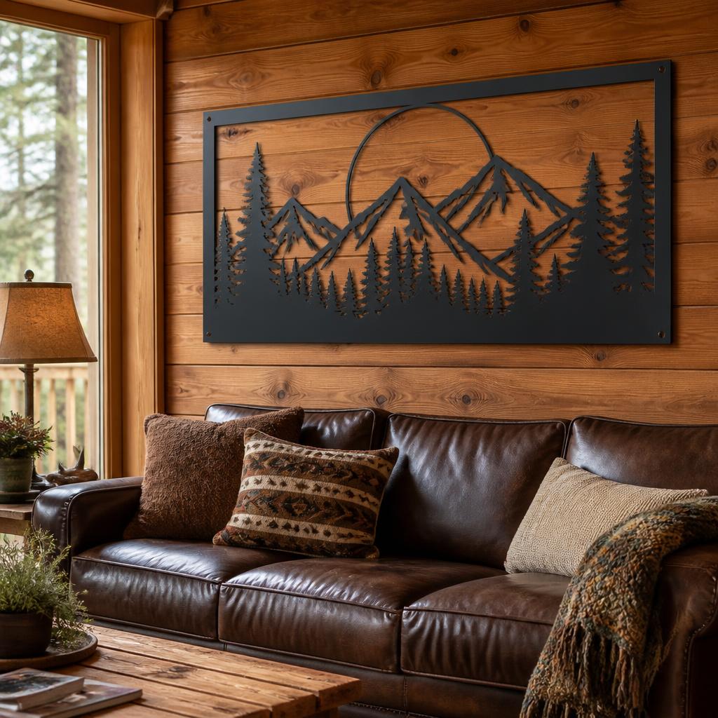 Pine Ridge Metal Panel styled on a wall