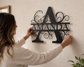 Personalized Monogram Metal Name Sign | Custom Family Name Wall Decor