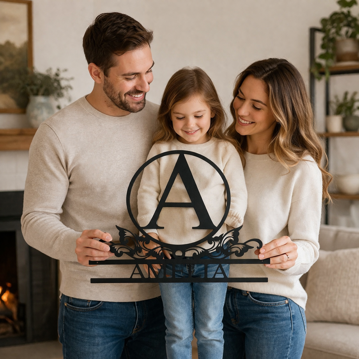 Personalized Family Monogram Metal Wall Art | Custom Last Name Sign | Outdoor Steel Address Decor