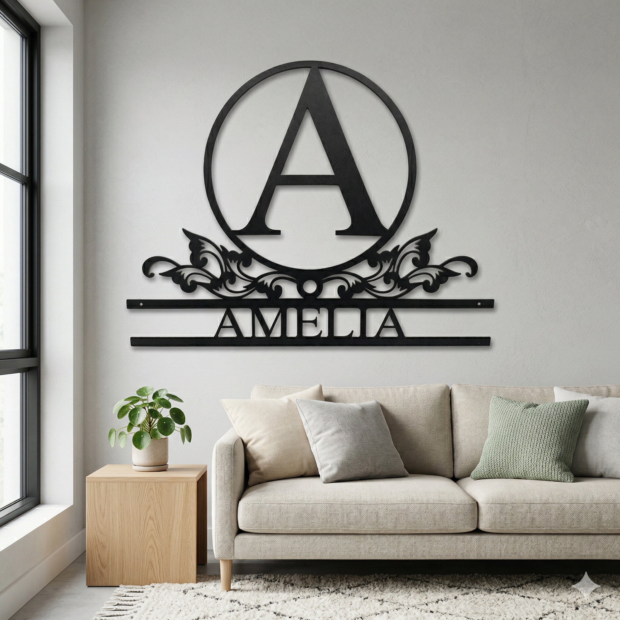 Personalized Family Monogram Metal Wall Art | Custom Last Name Sign | Outdoor Steel Address Decor